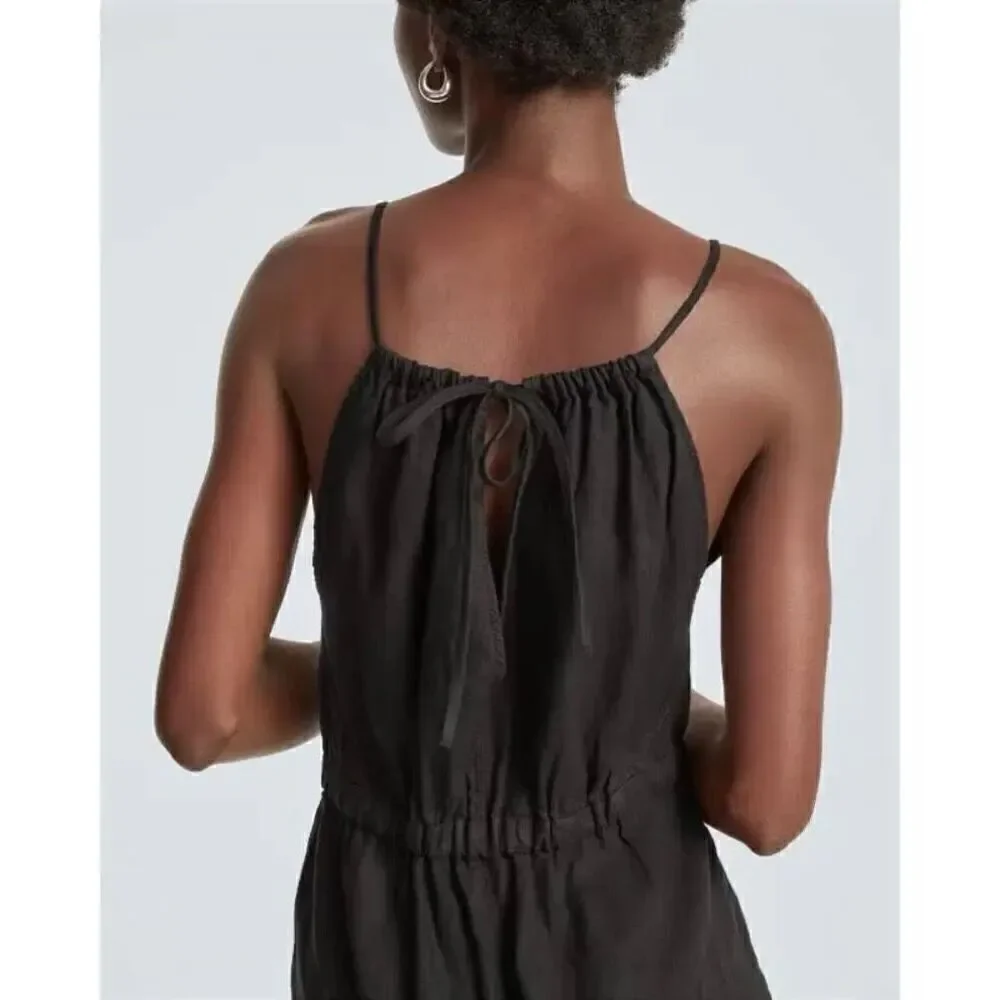 Everlane The Linen Shoestring Jumpsuit Black Size S NWT